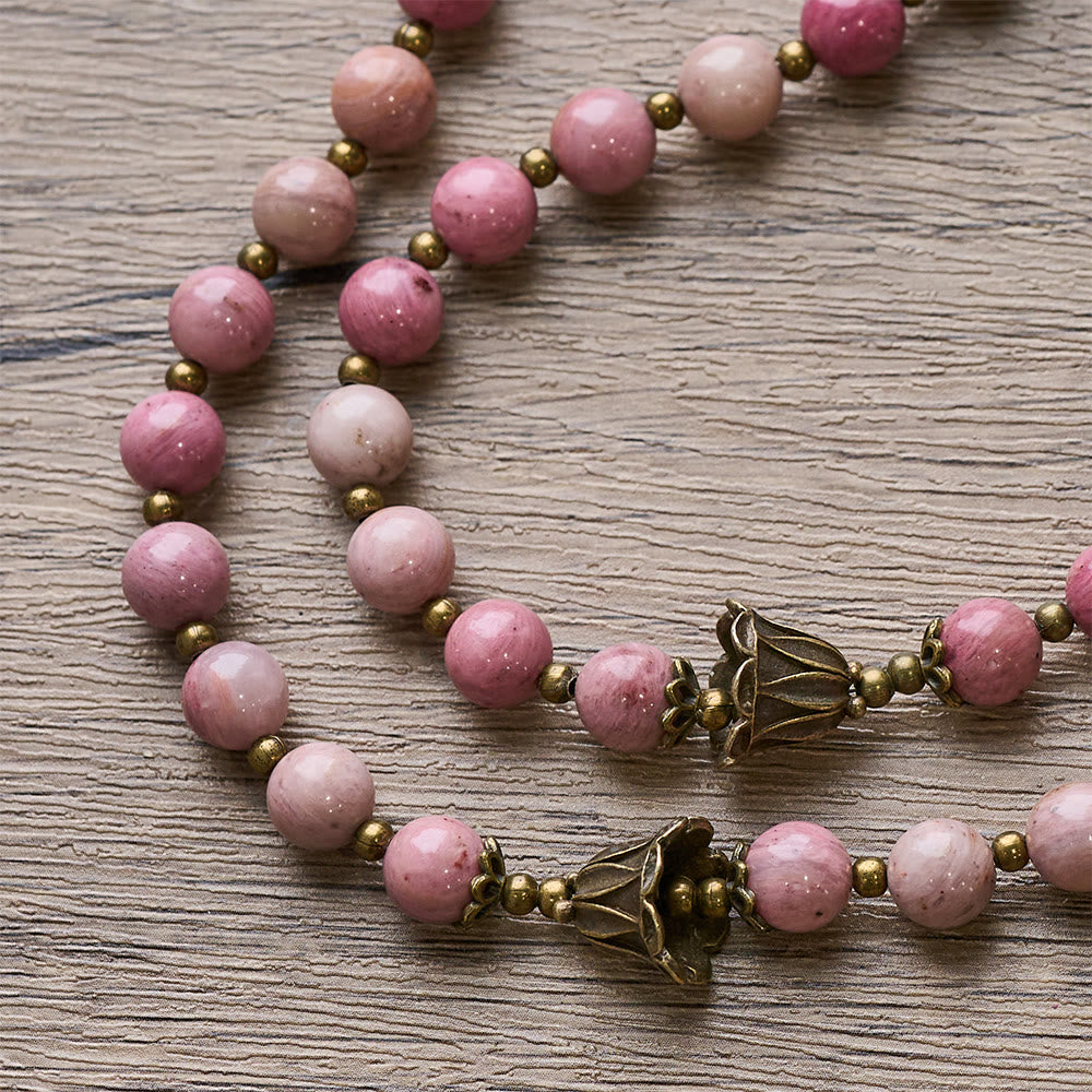 Christianartworkshop Rosenkranz aus Palisanderholz und bronzenem Tulpenmotiv: Standhafte Gnade im Gebet - image 6