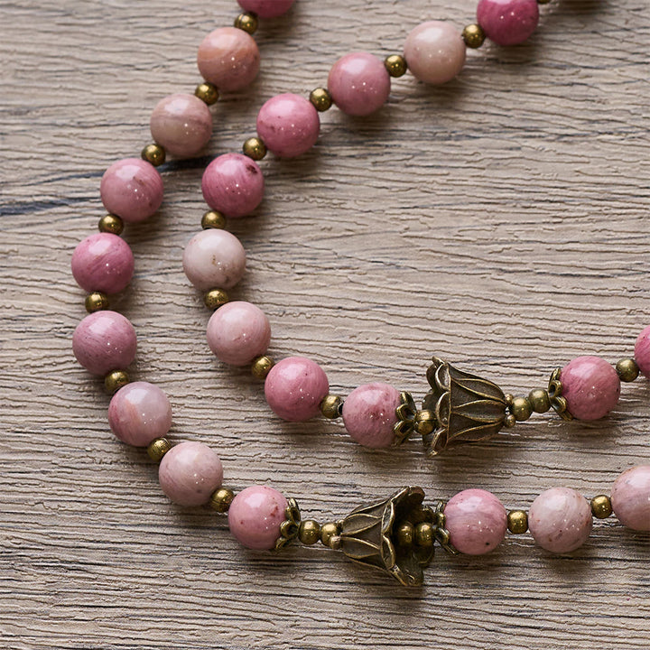 Christianartworkshop Rosenkranz aus Palisanderholz und bronzenem Tulpenmotiv: Standhafte Gnade im Gebet - image 6