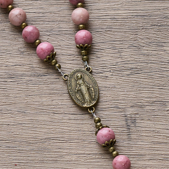 Christianartworkshop Rosenkranz aus Palisanderholz und bronzenem Tulpenmotiv: Standhafte Gnade im Gebet - image 7