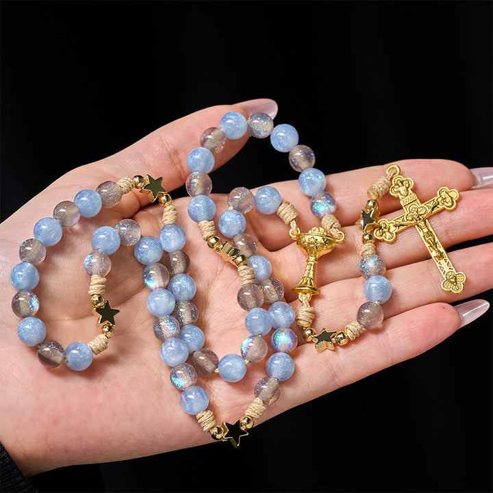 Christianartworkshop Sternenklarer blauer und grauer Rosenkranz des Heiligen Grals: Lichtvolle Gnade im Gebet - image 1