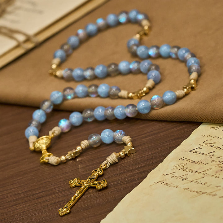 Christianartworkshop Sternenklarer blauer und grauer Rosenkranz des Heiligen Grals: Lichtvolle Gnade im Gebet - image 2