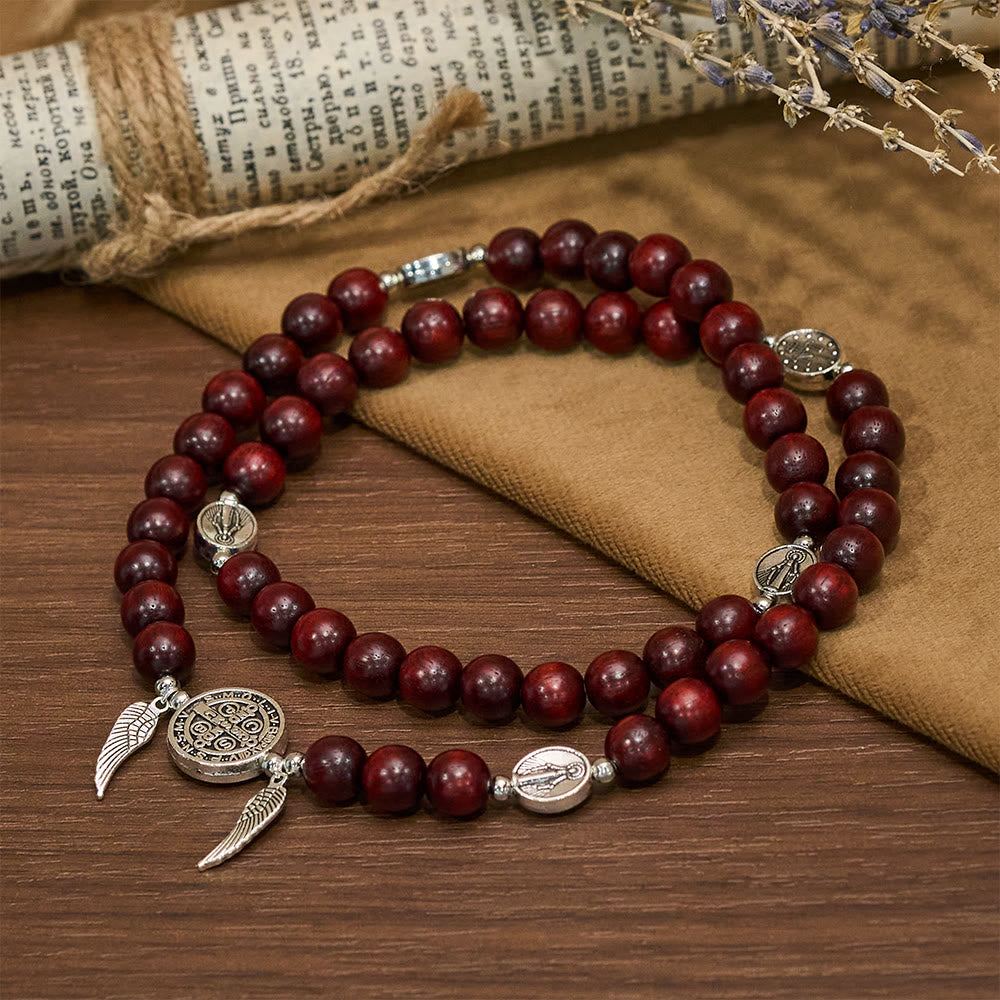 Christianartworkshop Wundermedaille & Engelsflügel-Armband aus blutrotem Sandelholz - image 4
