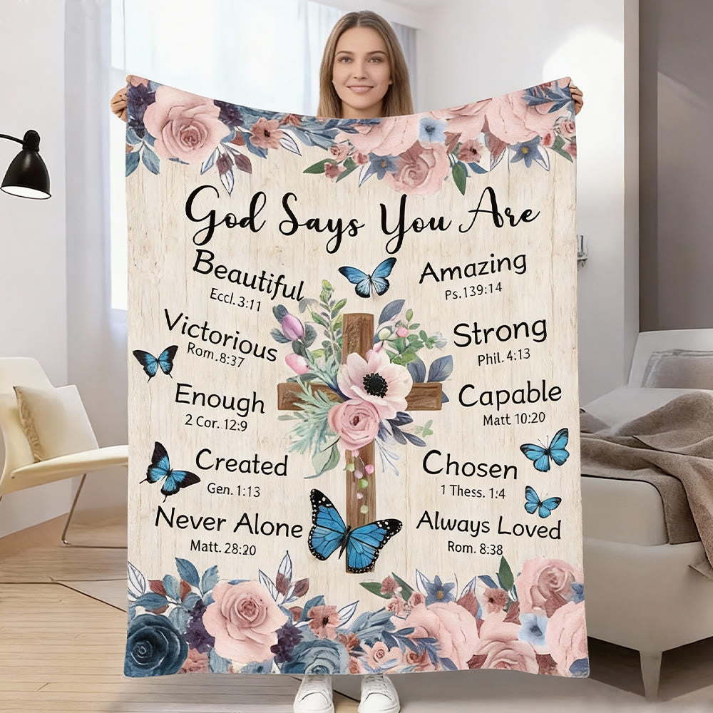 Christianartworkshop Gott sagt, du bist eine Glaubensdecke: Seine Bestätigung des Trostes - Gott sagt, du bist - 70,87''*90,55''/180*230cm - image 0