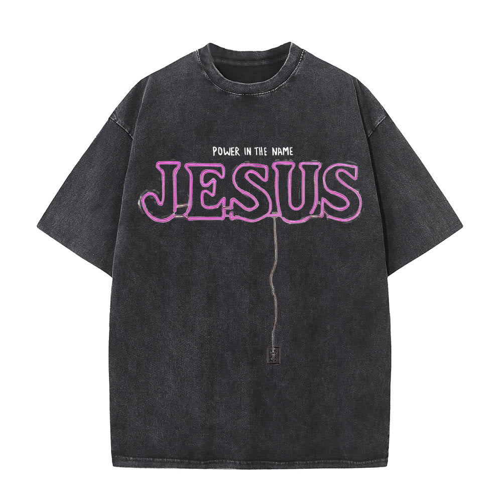 Christianartworkshop Kraft im Namen Jesu Unisex-T-Shirt (vorgewaschen) - Schwarz - 5XL - image 0