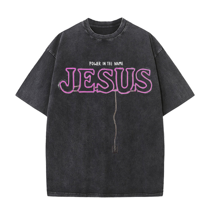 Christianartworkshop Kraft im Namen Jesu Unisex-T-Shirt (vorgewaschen) - Schwarz - 5XL - image 0