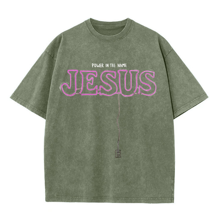 Christianartworkshop Kraft im Namen Jesu Unisex-T-Shirt (vorgewaschen) - Armeegrün - 5XL - image 2