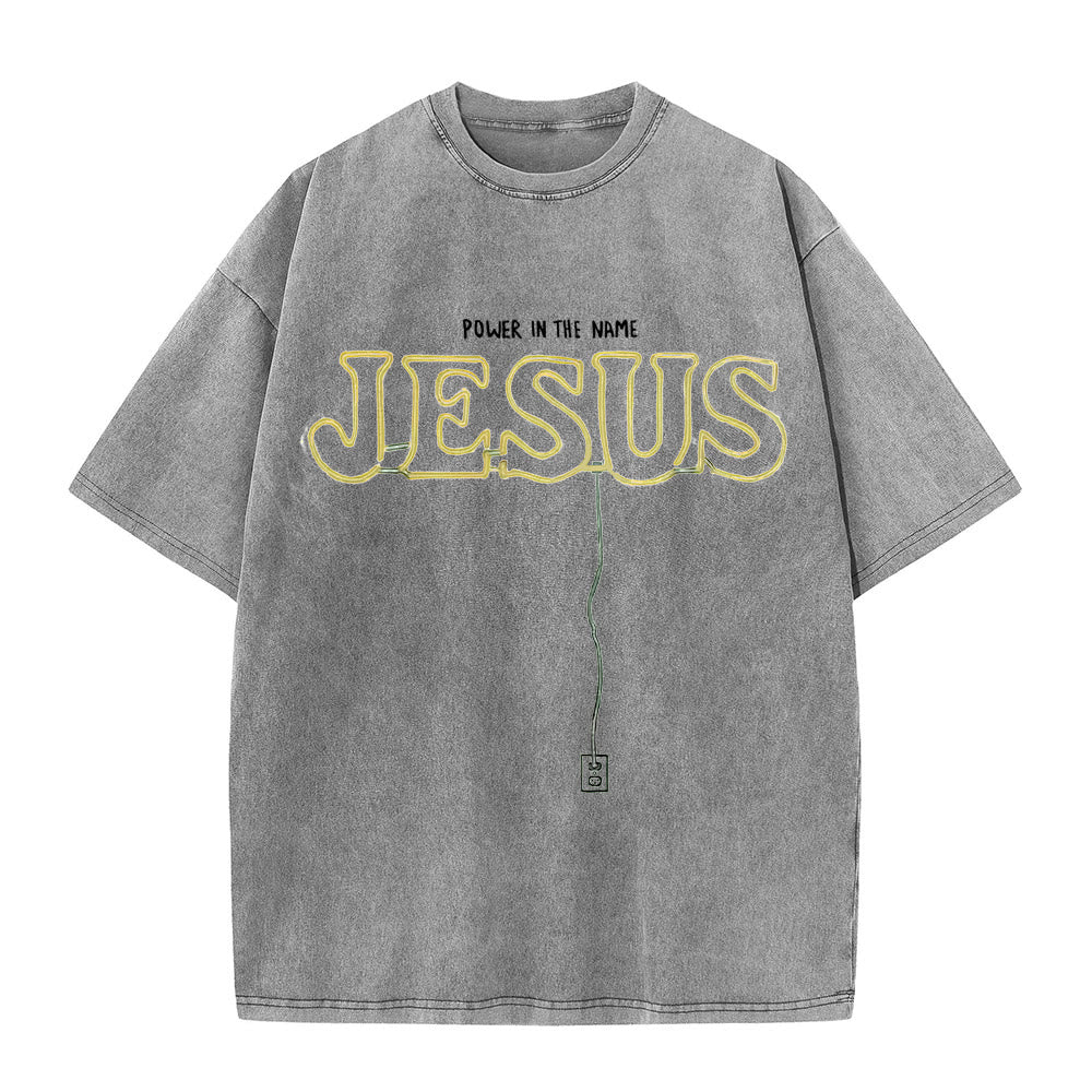 Christianartworkshop Kraft im Namen Jesu Unisex-T-Shirt (vorgewaschen) - Grau - 5XL - image 1