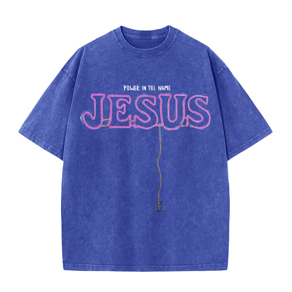 Christianartworkshop Kraft im Namen Jesu Unisex-T-Shirt (vorgewaschen) - Blau - 5XL - image 4
