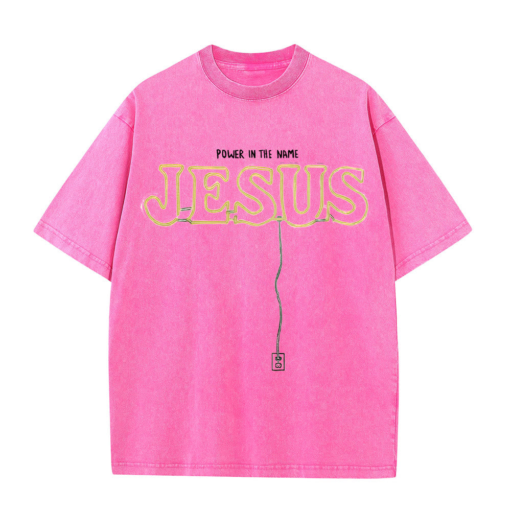 Christianartworkshop Kraft im Namen Jesu Unisex-T-Shirt (vorgewaschen) - Rosa - 5XL - image 8