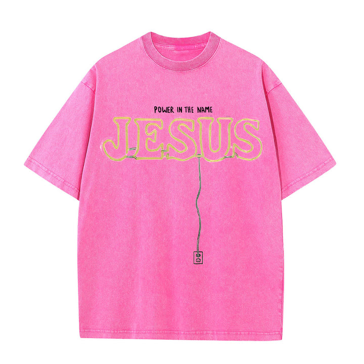 Christianartworkshop Kraft im Namen Jesu Unisex-T-Shirt (vorgewaschen) - Rosa - 5XL - image 8