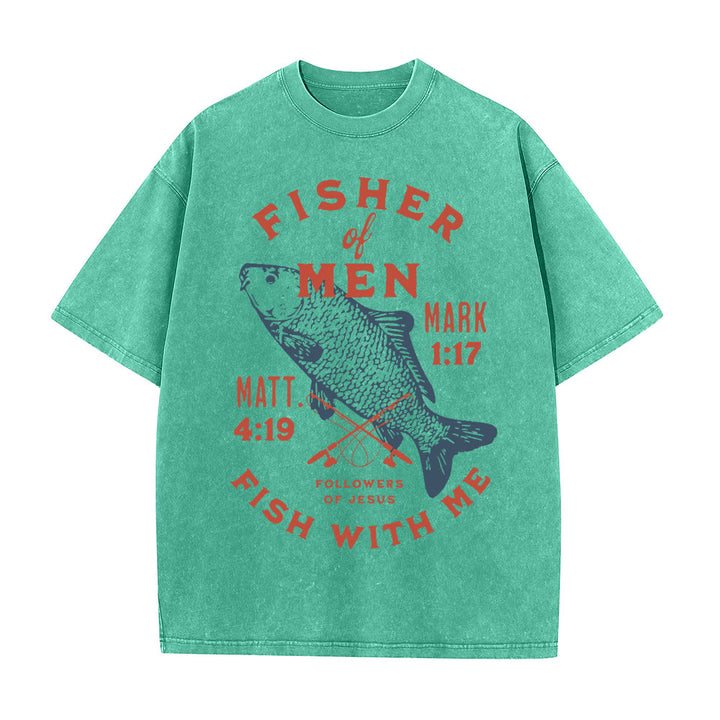 Christianartworkshop Anhänger Jesu Menschenfischer Unisex-T-Shirt (vorgewaschen) - Grün - 5XL - image 8