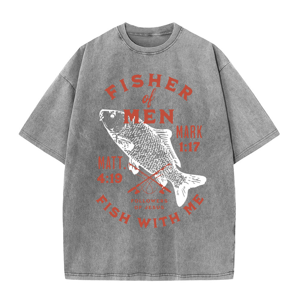 Christianartworkshop Anhänger Jesu Menschenfischer Unisex-T-Shirt (vorgewaschen) - Grau - 5XL - image 3