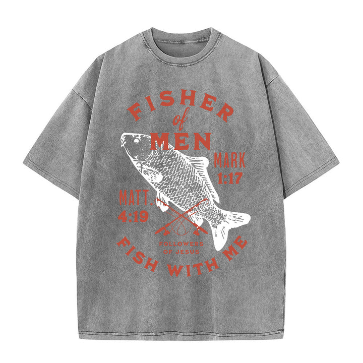 Christianartworkshop Anhänger Jesu Menschenfischer Unisex-T-Shirt (vorgewaschen) - Grau - 5XL - image 3