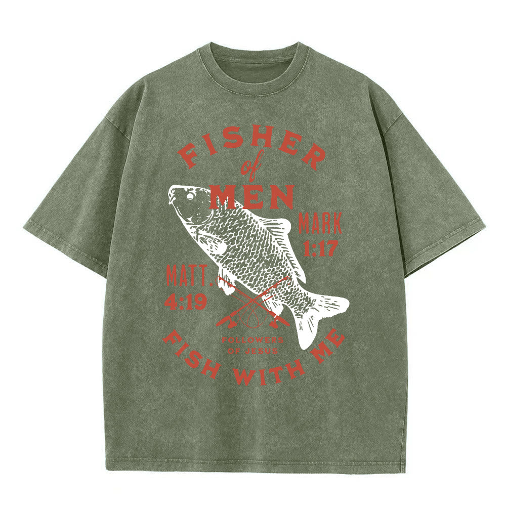 Christianartworkshop Anhänger Jesu Menschenfischer Unisex-T-Shirt (vorgewaschen) - Armeegrün - 5XL - image 4