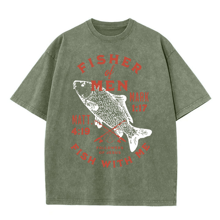 Christianartworkshop Anhänger Jesu Menschenfischer Unisex-T-Shirt (vorgewaschen) - Armeegrün - 5XL - image 4
