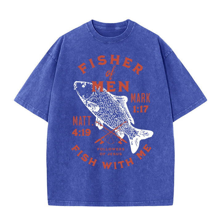 Christianartworkshop Anhänger Jesu Menschenfischer Unisex-T-Shirt (vorgewaschen) - Blau - 5XL - image 5