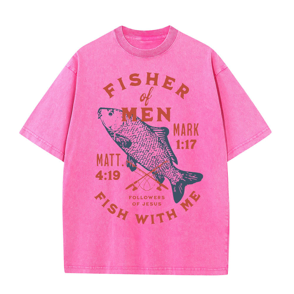 Christianartworkshop Anhänger Jesu Menschenfischer Unisex-T-Shirt (vorgewaschen) - Rosa - 5XL - image 9