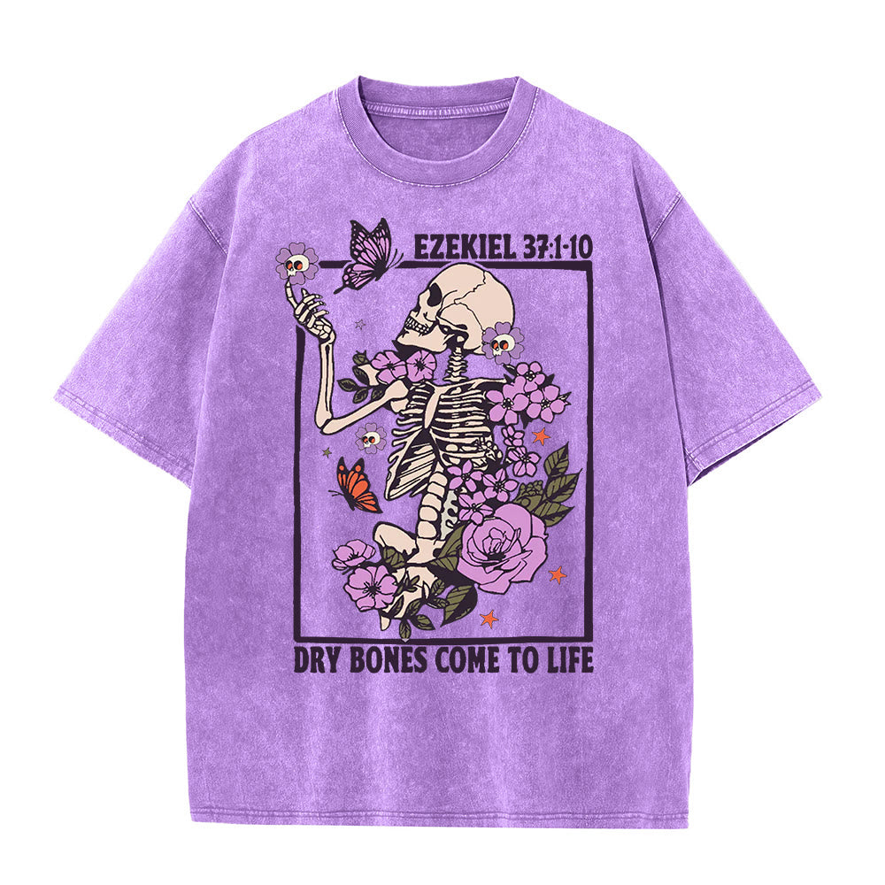 Christianartworkshop Vintage Dry Bones Come To Life Unisex Washed T-Shirt - Lila - 5XL - image 0