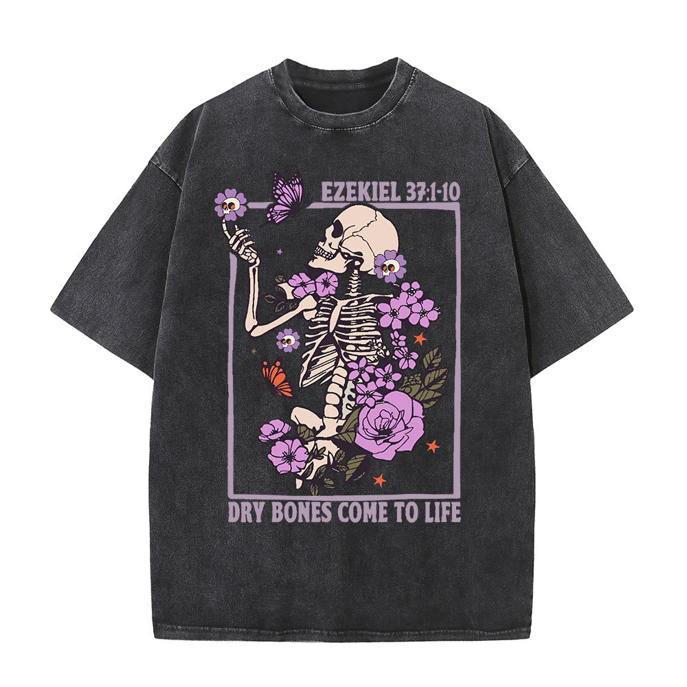Christianartworkshop Vintage Dry Bones Come To Life Unisex Washed T-Shirt - Schwarz - 5XL - image 1
