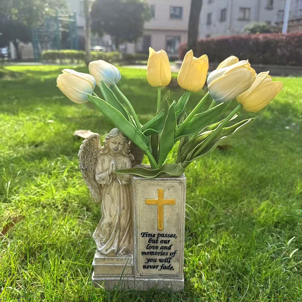 Christianartworkshop Vase mit betendem Engel und Kreuz: Beständige Liebe im Glauben - Engelsvase (ohne Blume) - image 0