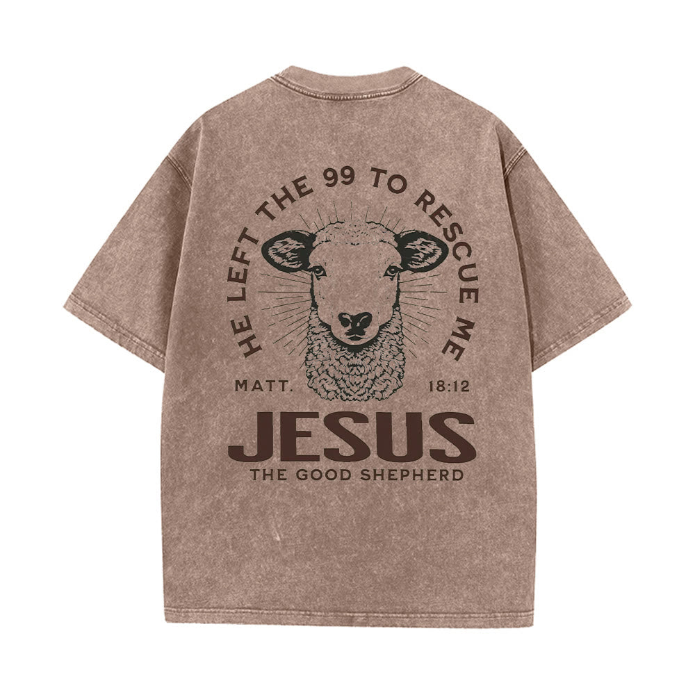 Christianartworkshop „Er verließ die 99, um mich zu retten“ Unisex-T-Shirt (vorgewaschen) - Kaffee - 5XL - image 8