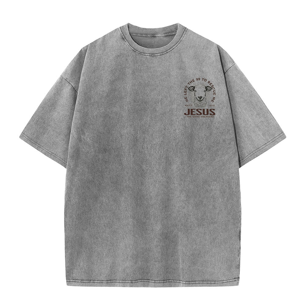 Christianartworkshop „Er verließ die 99, um mich zu retten“ Unisex-T-Shirt (vorgewaschen) - image 5