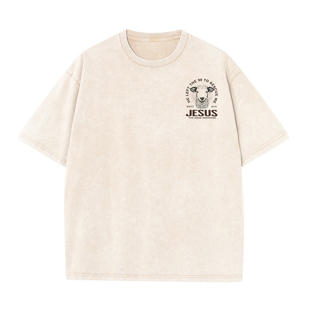 Christianartworkshop „Er verließ die 99, um mich zu retten“ Unisex-T-Shirt (vorgewaschen) - image 13