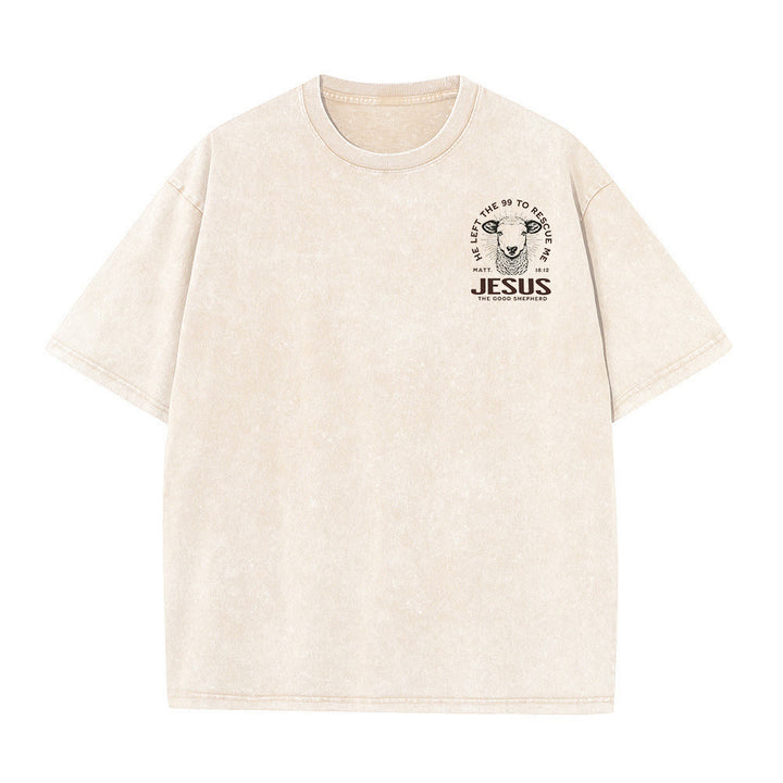 Christianartworkshop „Er verließ die 99, um mich zu retten“ Unisex-T-Shirt (vorgewaschen) - image 13