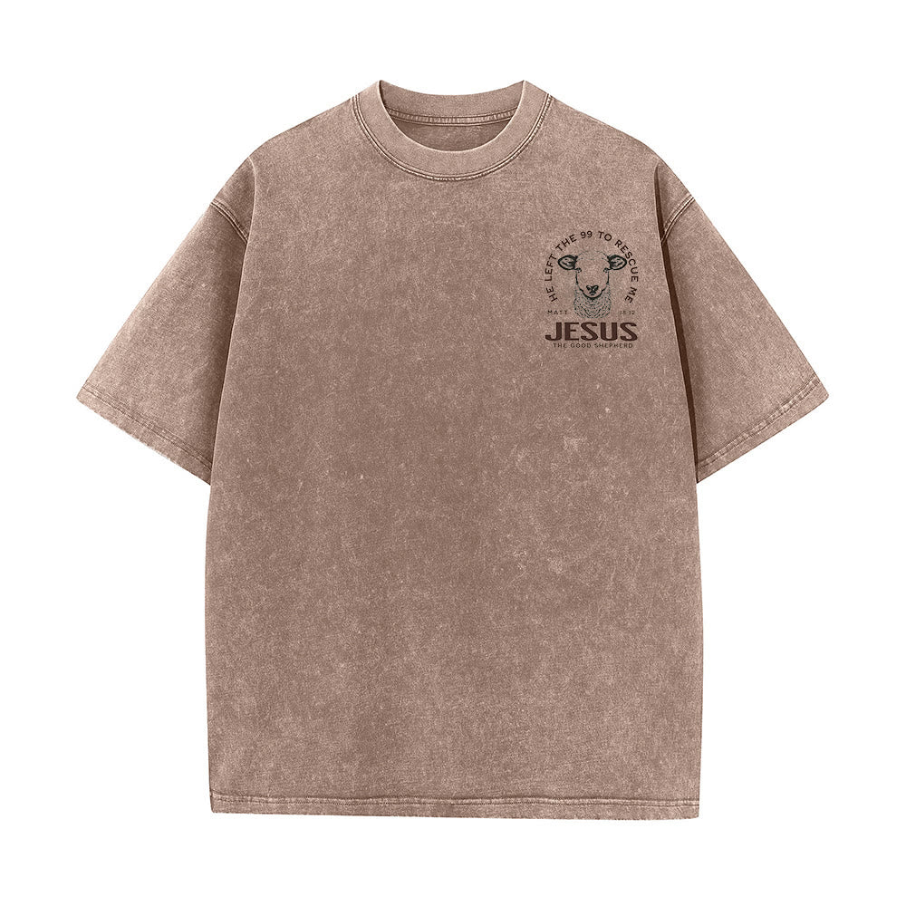 Christianartworkshop „Er verließ die 99, um mich zu retten“ Unisex-T-Shirt (vorgewaschen) - image 9