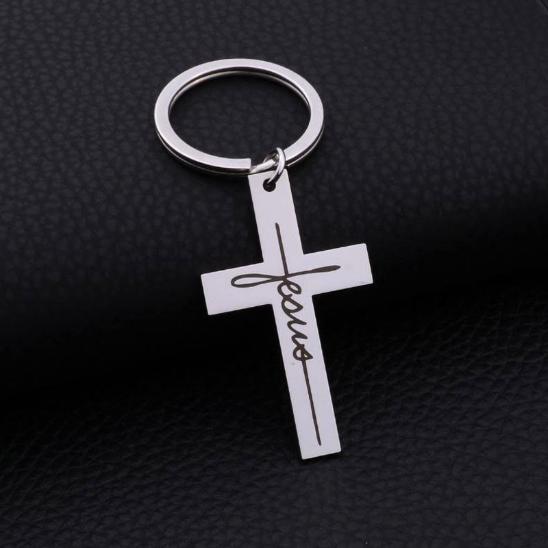 Christianartworkshop Jesus-Kreuz-Schlüsselanhänger: Sein Name im Alltag - Silber - image 0