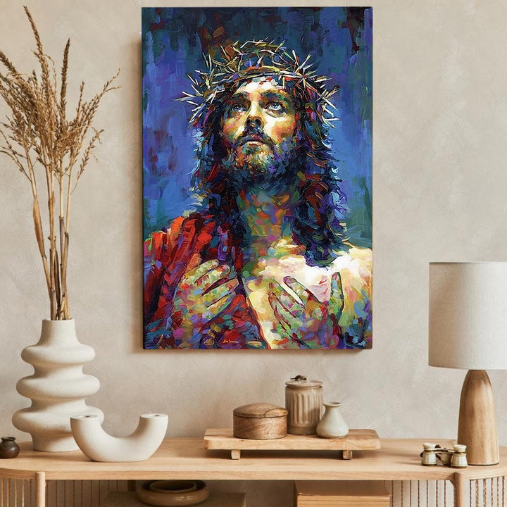 Christianartworkshop Farbenfrohes Jesus-Wandbild zur Andacht: Stille Erinnerung an seine Gnade - image 4
