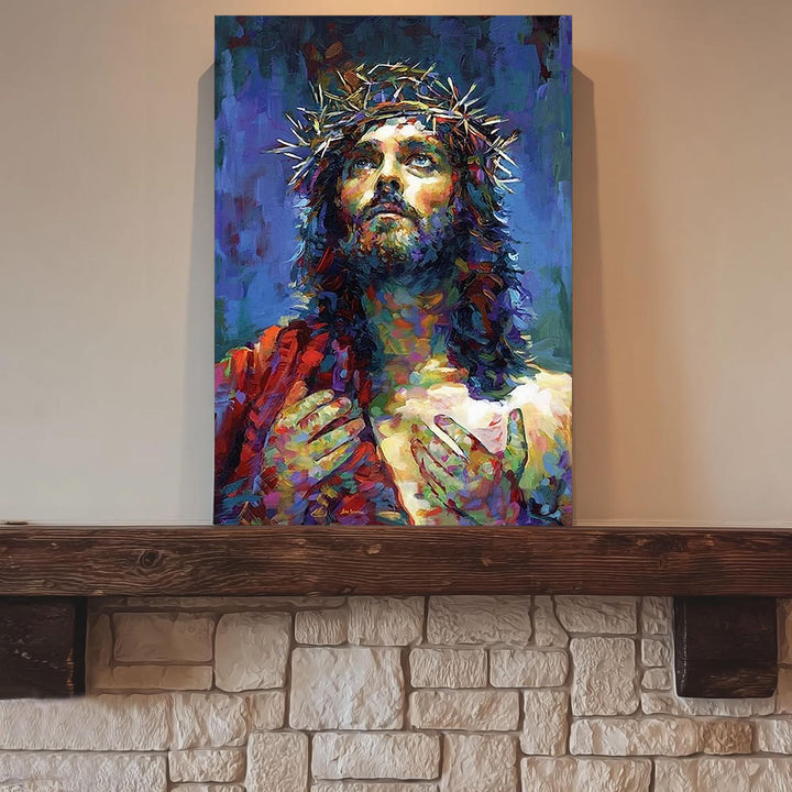 Christianartworkshop Farbenfrohes Jesus-Wandbild zur Andacht: Stille Erinnerung an seine Gnade - image 2