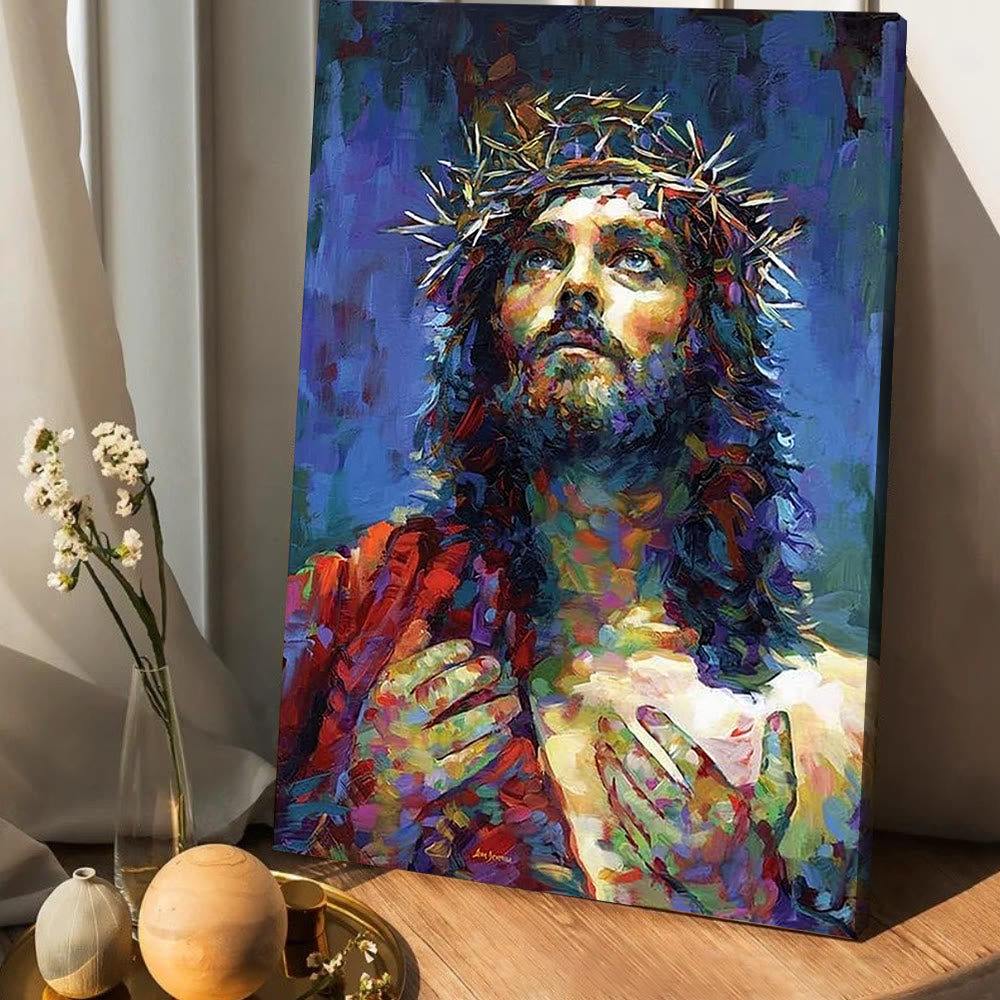 Christianartworkshop Farbenfrohes Jesus-Wandbild zur Andacht: Stille Erinnerung an seine Gnade - Gerahmtes Leinwandgemälde - 11,81''*15,75''0,71"/30*40*1,8cm - image 0