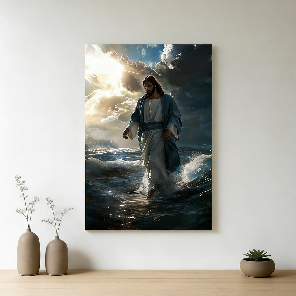 Christianartworkshop Jesus wandelt auf dem Wasser: Göttliche Ruhe und heilige Gewissheit – Wandbild - image 1