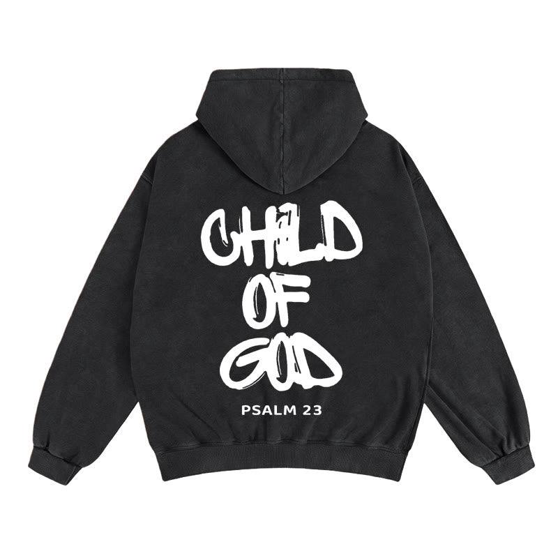 Christianartworkshop „Kind Gottes“ Kapuzenjacke mit Reißverschluss: Psalm 23 – Trostbotschaft - Schwarz - 2XL - image 3
