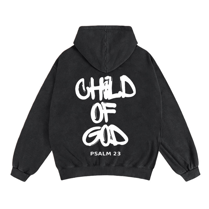 Christianartworkshop „Kind Gottes“ Kapuzenjacke mit Reißverschluss: Psalm 23 – Trostbotschaft - Schwarz - 2XL - image 3