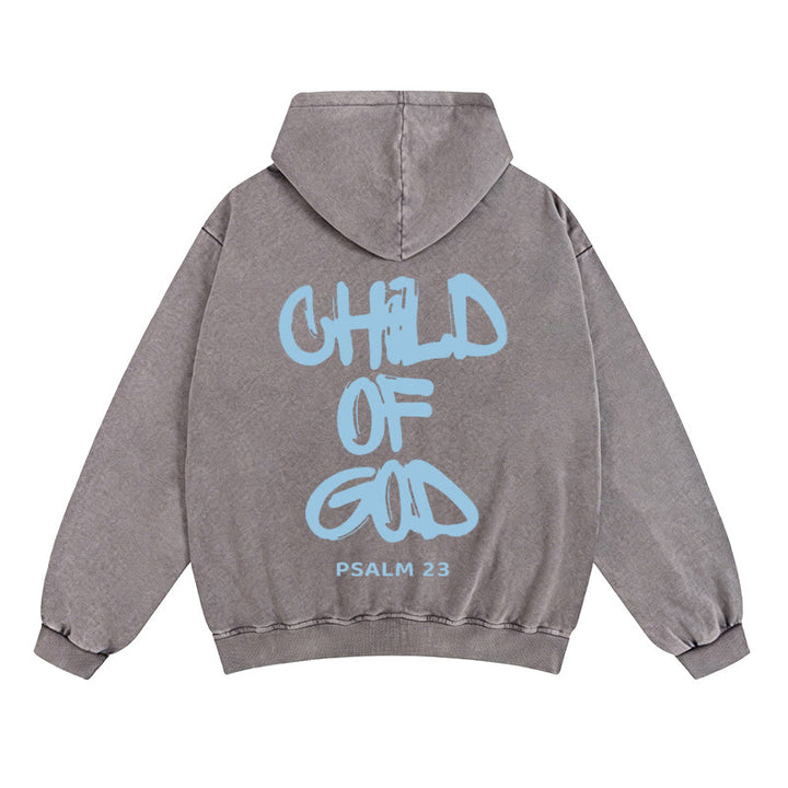 Christianartworkshop „Kind Gottes“ Kapuzenjacke mit Reißverschluss: Psalm 23 – Trostbotschaft - Grau - 2XL - image 0