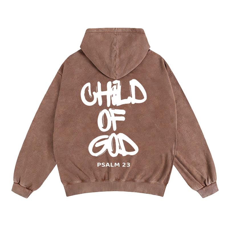 Christianartworkshop „Kind Gottes“ Kapuzenjacke mit Reißverschluss: Psalm 23 – Trostbotschaft - Kaffee - 2XL - image 7