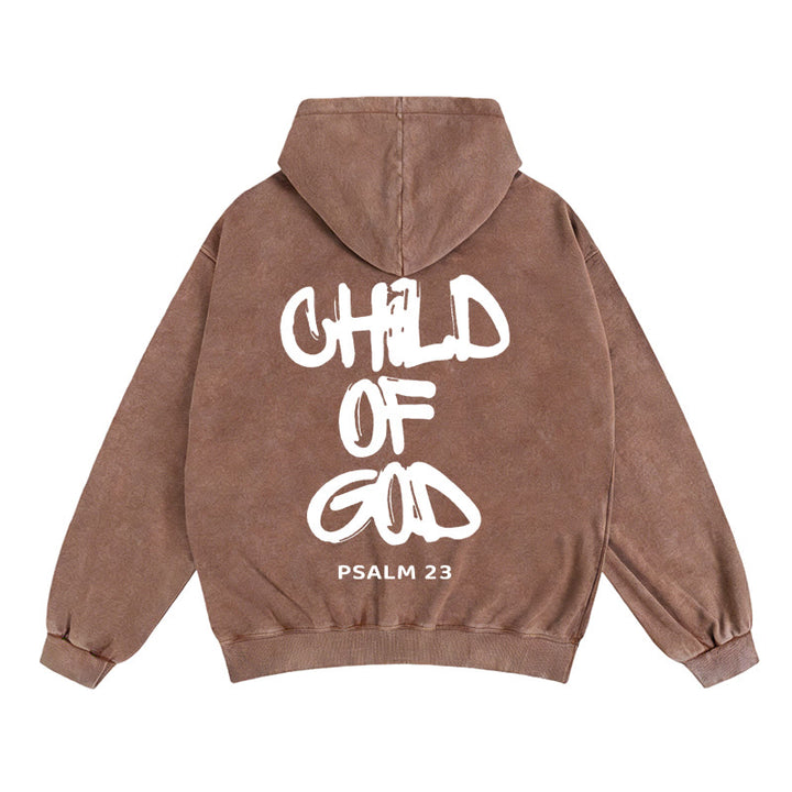 Christianartworkshop „Kind Gottes“ Kapuzenjacke mit Reißverschluss: Psalm 23 – Trostbotschaft - Kaffee - 2XL - image 7