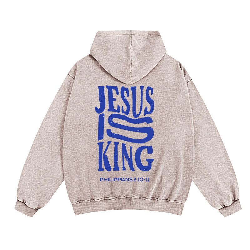 Christianartworkshop Jesus Is King Kapuzenjacke mit Reißverschluss: Glaubensbekenntnis zu Philipper 2,10-11 - Aprikose - 2XL - image 3