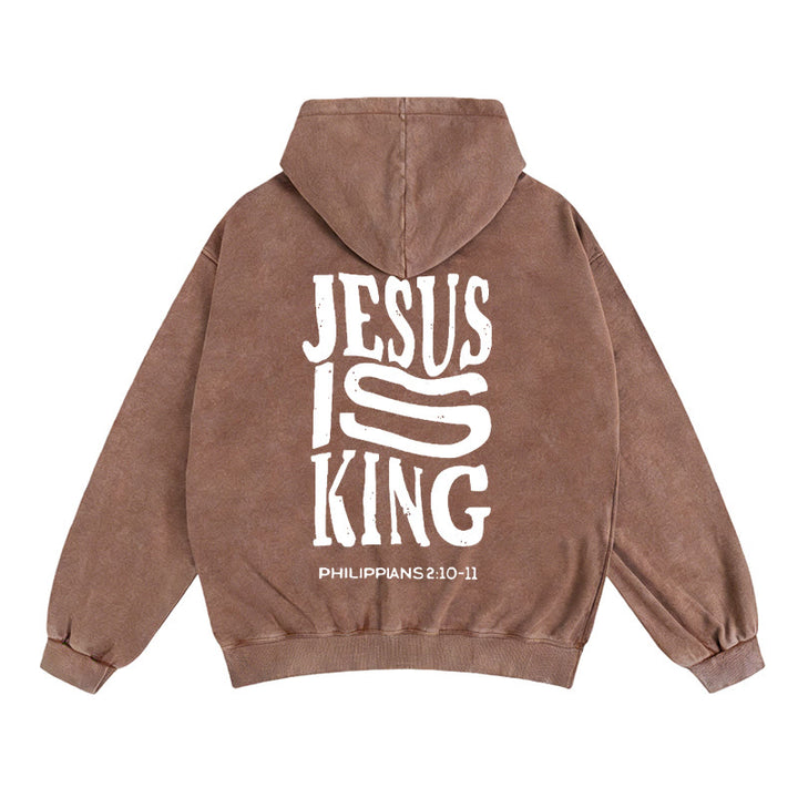 Christianartworkshop Jesus Is King Kapuzenjacke mit Reißverschluss: Glaubensbekenntnis zu Philipper 2,10-11 - Kaffee - 2XL - image 11