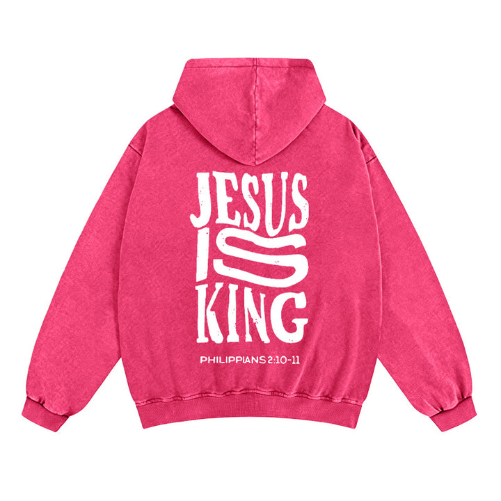 Christianartworkshop Jesus Is King Kapuzenjacke mit Reißverschluss: Glaubensbekenntnis zu Philipper 2,10-11 - Rose - 2XL - image 14