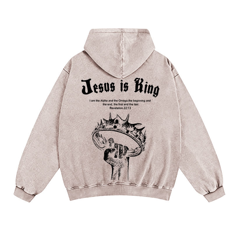 Christianartworkshop Jesus ist König Kapuzenjacke mit Reißverschluss: Stilvoller Glaube mit Offenbarung 22,13 - Aprikose - 2XL - image 0