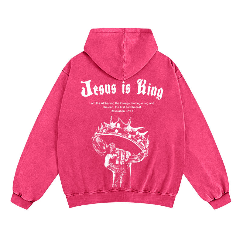 Christianartworkshop Jesus ist König Kapuzenjacke mit Reißverschluss: Stilvoller Glaube mit Offenbarung 22,13 - Rose - 2XL - image 14