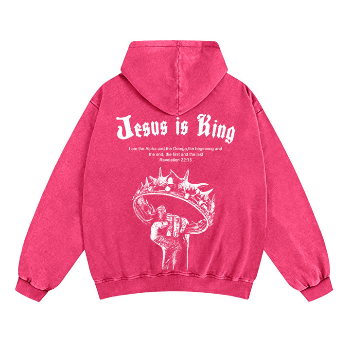 Christianartworkshop Jesus ist König Kapuzenjacke mit Reißverschluss: Stilvoller Glaube mit Offenbarung 22,13 - Rose - 2XL - image 14