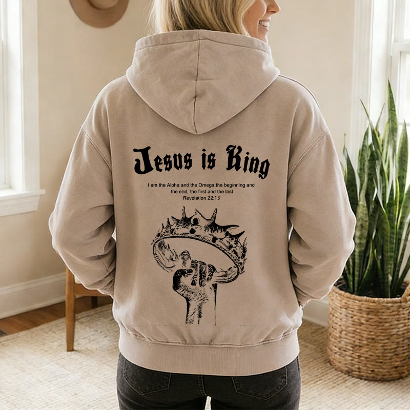 Christianartworkshop Jesus ist König Kapuzenjacke mit Reißverschluss: Stilvoller Glaube mit Offenbarung 22,13 - image 2
