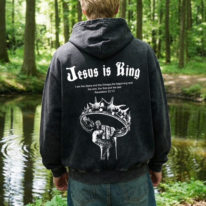 Christianartworkshop Jesus ist König Kapuzenjacke mit Reißverschluss: Stilvoller Glaube mit Offenbarung 22,13 - image 9