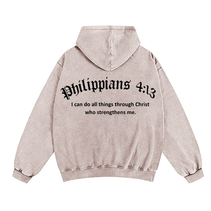 Christianartworkshop Philipper 4,13 Kapuzenjacke mit Reißverschluss: Botschaft des Glaubens und der Stärke - Aprikose - 2XL - image 4