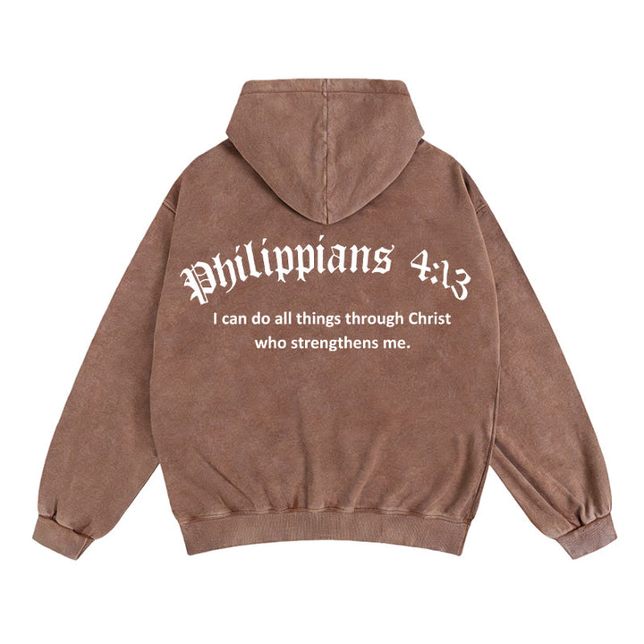 Christianartworkshop Philipper 4,13 Kapuzenjacke mit Reißverschluss: Botschaft des Glaubens und der Stärke - Kaffee - 2XL - image 14