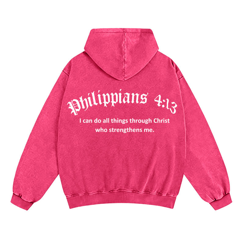 Christianartworkshop Philipper 4,13 Kapuzenjacke mit Reißverschluss: Botschaft des Glaubens und der Stärke - Rose - 2XL - image 11